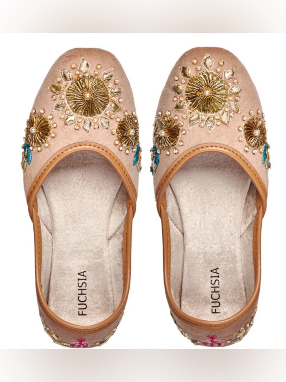 Fuchsia Whistledown Vintage Edition Women's Hand Crafter Beige Slip-On Flats - Picture 6 of 7
